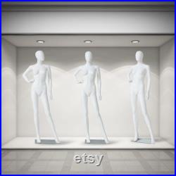 Full Body Glossy or Matte Finish White Ladies Fashion Mannequin with Included Stand