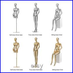 Full Body Half Body Female Display Dress Form , Chrome Gold Mannequin Head ,Wig Jewelry Hat Clothes Display Stand Sitting Mannequin Torso