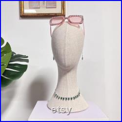 Fully Pinnable Linen Mannequin Head Form,Vintage Mannequin Head Stand With Hair,Headband Wig Hat Jewelry Display Head Dummy Dress Form Props