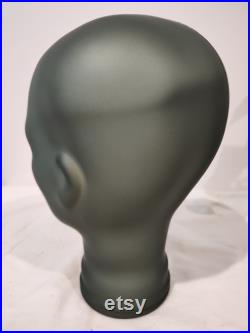 Glass HEAD, Frosted Satin Silky Teal Blue, Life Size Mannequin Head. Great for Room Decor, or Display Hats, Wigs, Headphones, Masks.