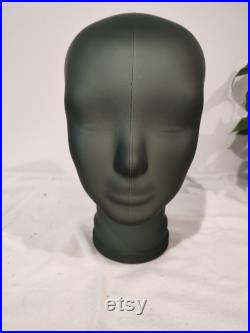 Glass HEAD, Frosted Satin Silky Teal Blue, Life Size Mannequin Head. Great for Room Decor, or Display Hats, Wigs, Headphones, Masks.
