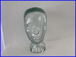 Glass Mannequin Head Vintage 1970s Green Hat Form