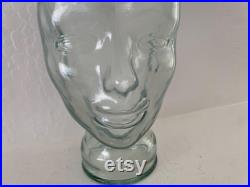Glass Mannequin Head Vintage 1970s Green Hat Form