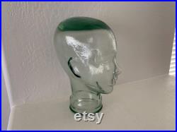 Glass Mannequin Head Vintage 1970s Green Hat Form