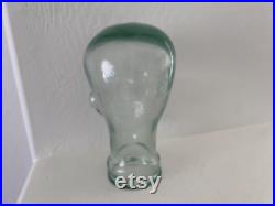 Glass Mannequin Head Vintage 1970s Green Hat Form