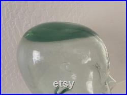 Glass Mannequin Head Vintage 1970s Green Hat Form