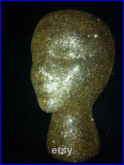 Glitter and Sparkle wig head for decorative purposes, holding wigs, or salon decorations. Any color you'd like.