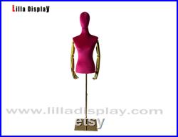 Gold Adjustable Base Gold Articulated Arms Hot Pink Velvet Mannequins Female Dress Form Emily