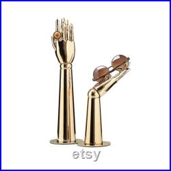 Gold Chrome Female Male Kid Hand Mannequin Arms, Movable Plating Hand Display Rack, Gloves Ring Sunglasses Nail Art Jewelry Display Hand
