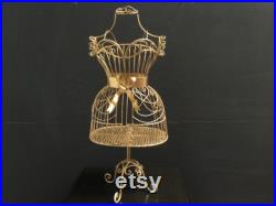 Gold Painted Metal Mannequin Women's Clothing and Jewelry Stand Vintage 30 Decorative Female Dress Dummy Ladies Tailor Bust