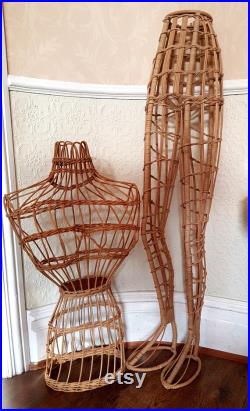 Gorgeous vintage 1950s rattan boho display mannequin stand