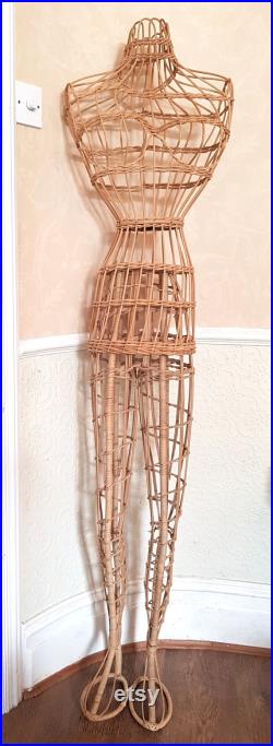 Gorgeous vintage 1950s rattan boho display mannequin stand