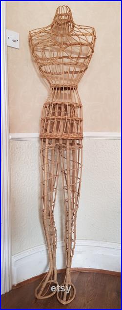 Gorgeous vintage 1950s rattan boho display mannequin stand