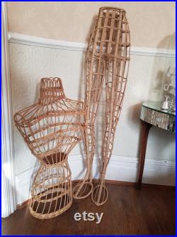 Gorgeous vintage 1950s rattan boho display mannequin stand