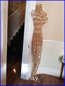 Gorgeous vintage 1950s rattan boho display mannequin stand