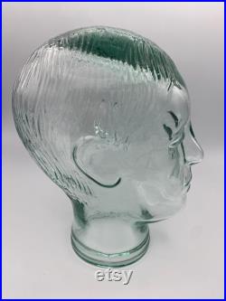 Green Glass Mannequin Head Green Clear Glass Head Wig Hat Scarf Display Life Size Mannequin Head Vintage Glass Head