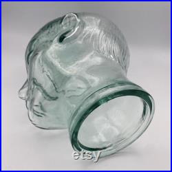 Green Glass Mannequin Head Green Clear Glass Head Wig Hat Scarf Display Life Size Mannequin Head Vintage Glass Head