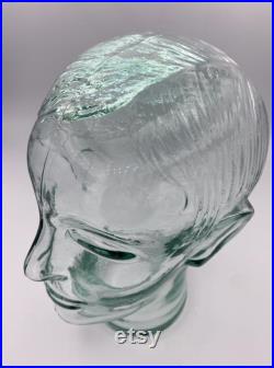 Green Glass Mannequin Head Green Clear Glass Head Wig Hat Scarf Display Life Size Mannequin Head Vintage Glass Head