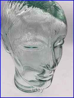 Green Glass Mannequin Head Green Clear Glass Head Wig Hat Scarf Display Life Size Mannequin Head Vintage Glass Head