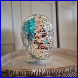 Groovy Disco Mannequin Head Disco Mirror Ball Sculpture Hat Stand Wig Display Wig Mannequin Head Glass Disco Head Sunglasses