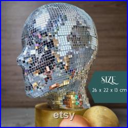 Groovy Disco Mannequin Head Disco Mirror Ball Sculpture Hat Stand Wig Display Wig Mannequin Head Glass Disco Head Sunglasses
