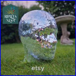 Groovy Disco Mannequin Head Disco Mirror Ball Sculpture Hat Stand Wig Display Wig Mannequin Head Glass Disco Head Sunglasses