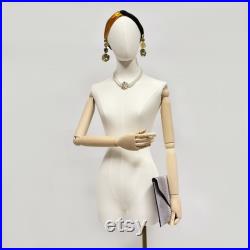 Half Body Adult Size Female Display Mannequin Torso,Beige Dress Form Women Display Model,Clothing Store Window Display Dress Form Torso