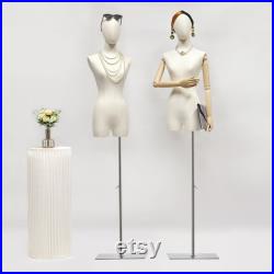 Half Body Adult Size Female Display Mannequin Torso,Beige Dress Form Women Display Model,Clothing Store Window Display Dress Form Torso