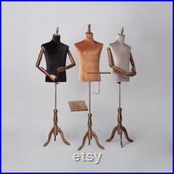 Half Body Black Gray Coffee Male Display Dress Form , Velvet Fabric Mannequin Torso Stand,Shoe Pant Jewelry Clothing Display Mannequin