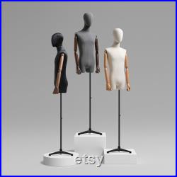 Half Body Black Gray White Male Display Dress Form , Men Fabric Mannequin Torso Dressmaker Stand,Wig Hat Jewelry Clothing Display Mannequin