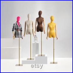 Half Body Female Display Dress Form Adjustable,Chic Velvet Fabric Mannequin Torso,Women Dress Mannequin Clothing Display Rack,Wig Head Stand