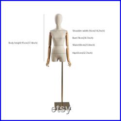 Half Body Female Display Dress Form Adjustable,Chic Velvet Fabric Mannequin Torso,Women Dress Mannequin Clothing Display Rack,Wig Head Stand