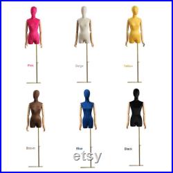 Half Body Female Display Dress Form Adjustable,Chic Velvet Fabric Mannequin Torso,Women Dress Mannequin Clothing Display Rack,Wig Head Stand