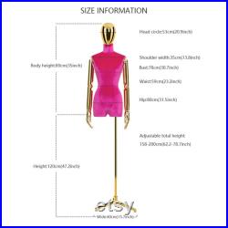 Half Body Female Display Dress Form,Adjustable Velvet Fabric Mannequin Torso,Plate Mannequin Hand Silver Chrome Gold Mannequin Head For Wigs