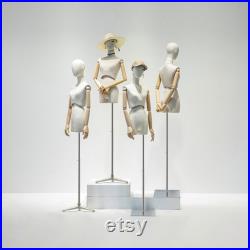 Half Body Female Display Dress Form Mannequin Adjustable , Fabric Mannequin Torso Dressmaker Stand,Wig Earring Jewelry Clothing Display