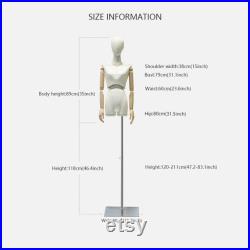 Half Body Female Display Dress Form Mannequin Adjustable , Fabric Mannequin Torso Dressmaker Stand,Wig Earring Jewelry Clothing Display