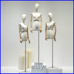 Half Body Female Display Dress Form Mannequin Adjustable , Fabric Mannequin Torso Dressmaker Stand,Wig Earring Jewelry Clothing Display