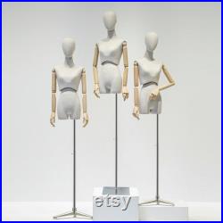 Half Body Female Display Dress Form Mannequin Adjustable , Fabric Mannequin Torso Dressmaker Stand,Wig Earring Jewelry Clothing Display
