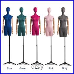 Half Body Female Display Dress Form Mannequin , Long Neck Velvet Fabric Mannequin Dressmaker Stand,Wig Jewelry Clothing Display Mannequins