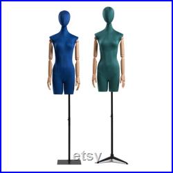 Half Body Female Display Dress Form Mannequin , Long Neck Velvet Fabric Mannequin Dressmaker Stand,Wig Jewelry Clothing Display Mannequins