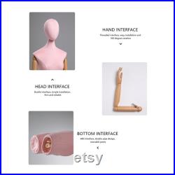 Half Body Female Display Dress Form Mannequin , Long Neck Velvet Fabric Mannequin Dressmaker Stand,Wig Jewelry Clothing Display Mannequins