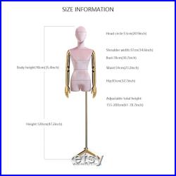 Half Body Female Display Dress Form Mannequin , Velvet Fabric Mannequin Dressmaker Stand,Wig Jewelry Nail Art Clothing Display Mannequin