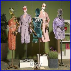 Half Body Female Display Dress Form Mannequin , Velvet Fabric Mannequin Dressmaker Stand,Wig Jewelry Nail Art Clothing Display Mannequin