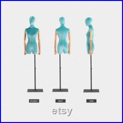 Half Body Female Display Dress Form Mannequin , Women Silk Velvet Fabric Mannequin Torso ,Jewelry Wig Hat Clothing Display Mannequin Stand