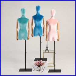 Half Body Female Display Dress Form Mannequin , Women Silk Velvet Fabric Mannequin Torso ,Jewelry Wig Hat Clothing Display Mannequin Stand