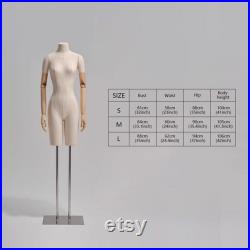 Half Body Female Display Mannequin Torso With Base,Wedding Dress Mannequin Grey Linen Dress Form,Hat Display Head Clothing Display Model