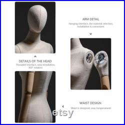 Half Body Female Display Mannequin Torso With Base,Wedding Dress Mannequin Grey Linen Dress Form,Hat Display Head Clothing Display Model