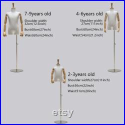 Half Body Girl Boy Teenage Mannequin Child Dress Form,Kid Display Mannequin Torso Beige Dress Form,Clothing Dress Form Flat Shoulder Model