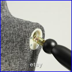 Half Body Male Female Dress Form Torso,Natural Linen Fabric Covered Mannequin,Women Men Clothing Display Mannequin Torso With Wooden Arms