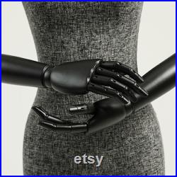Half Body Male Female Dress Form Torso,Natural Linen Fabric Covered Mannequin,Women Men Clothing Display Mannequin Torso With Wooden Arms